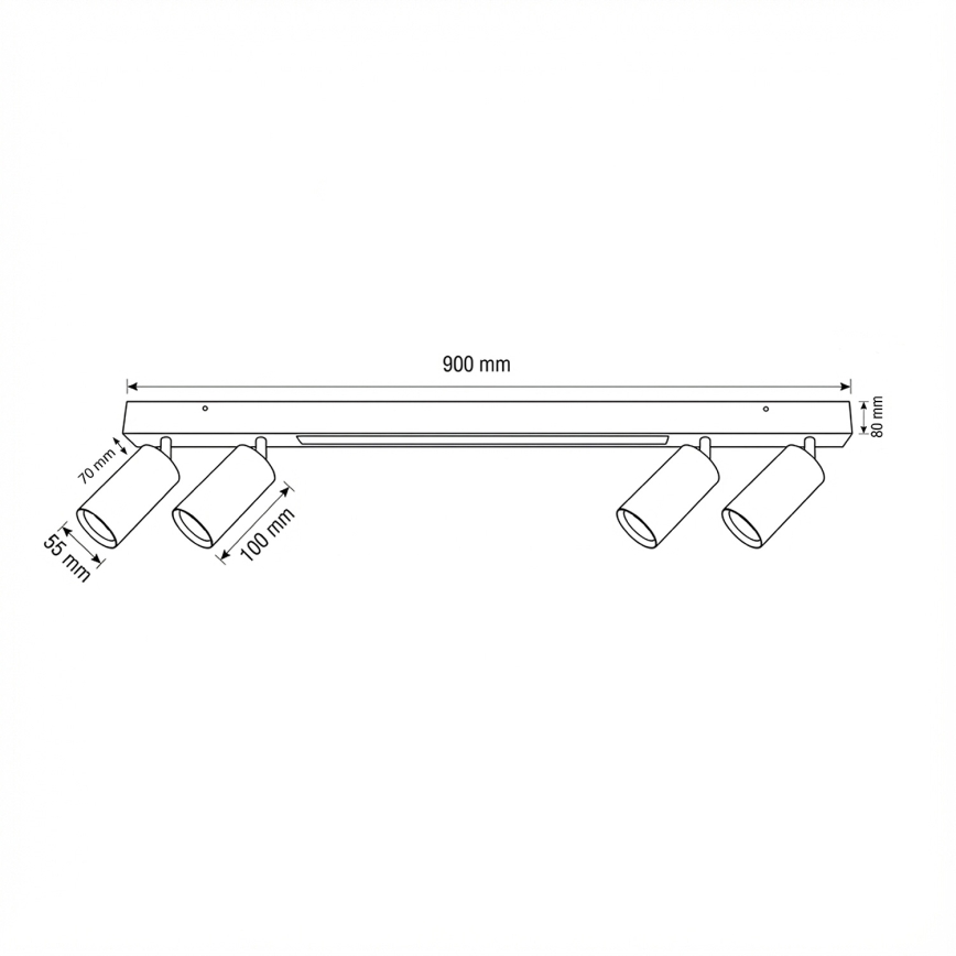 Brilagi - LED taškinis šviestuvas SELE 4xGU10/30W/230V + LED/20W juodas