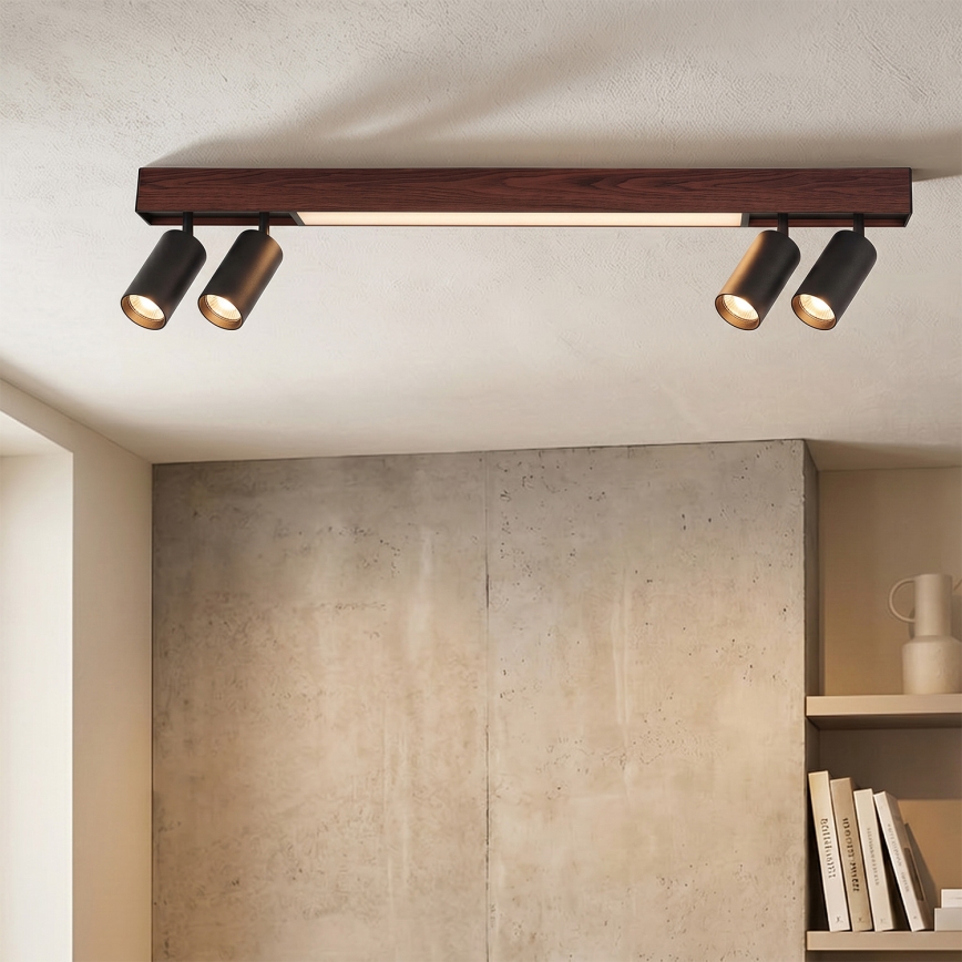 BRILAGI - LED taškinis šviestuvas SELE 4xGU10/30W/230V + LED/20W juodas/vyšnių dekoras