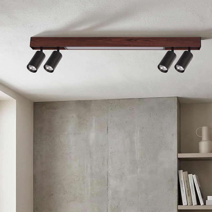 BRILAGI - LED taškinis šviestuvas SELE 4xGU10/30W/230V + LED/20W juodas/vyšnių dekoras