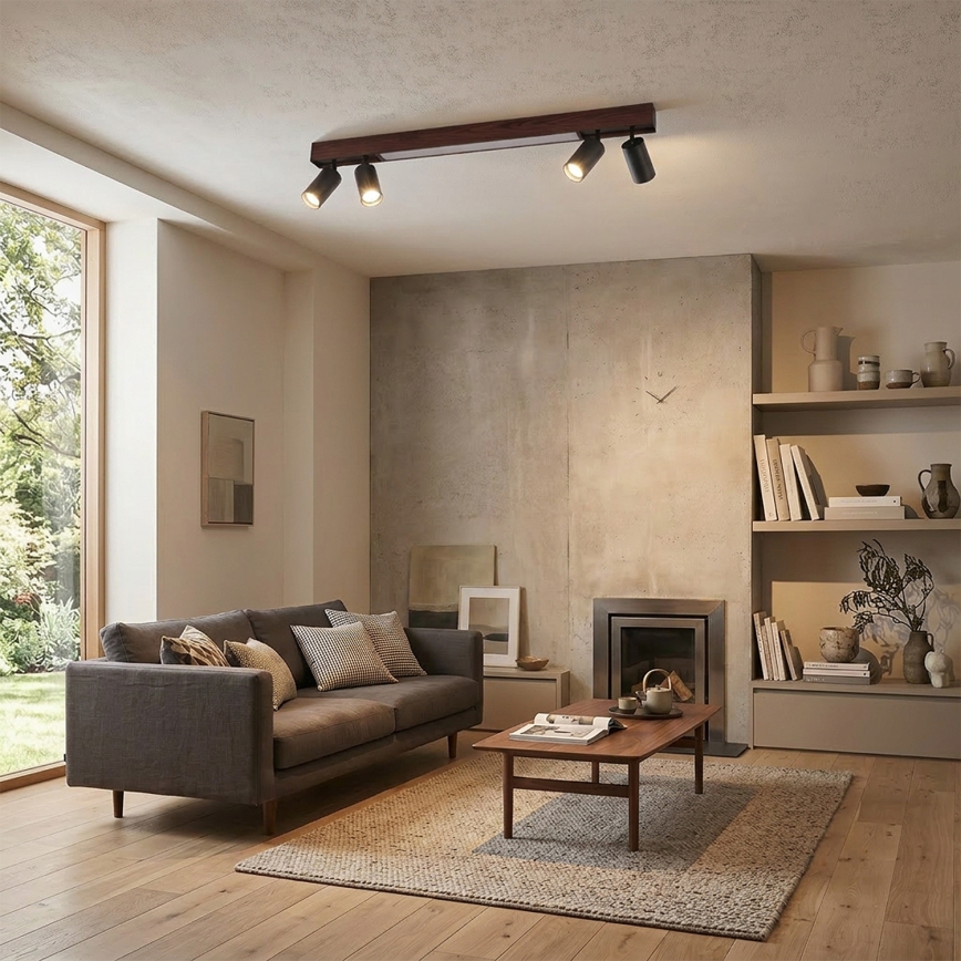 BRILAGI - LED taškinis šviestuvas SELE 4xGU10/30W/230V + LED/20W juodas/vyšnių dekoras
