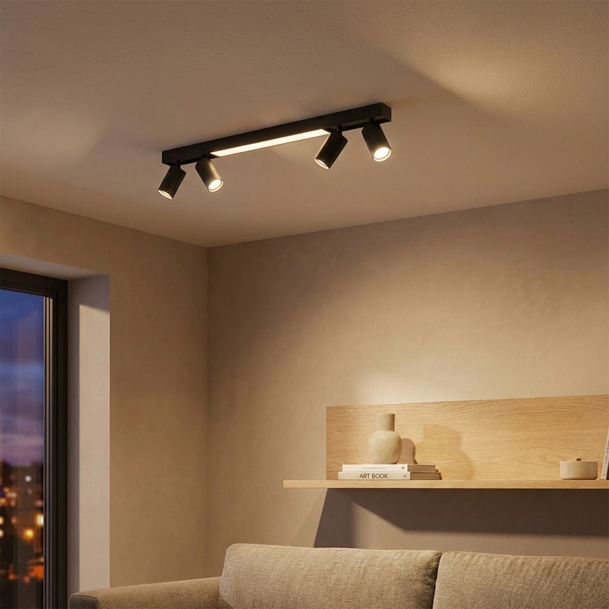 Brilagi - LED taškinis šviestuvas SELE 4xGU10/30W/230V + LED/25W juodas