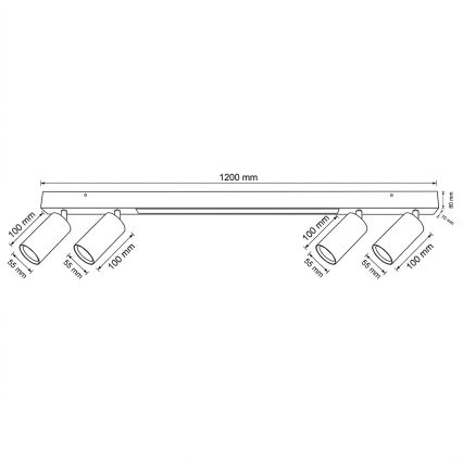 Brilagi - LED taškinis šviestuvas SELE 4xGU10/30W/230V + LED/25W juodas