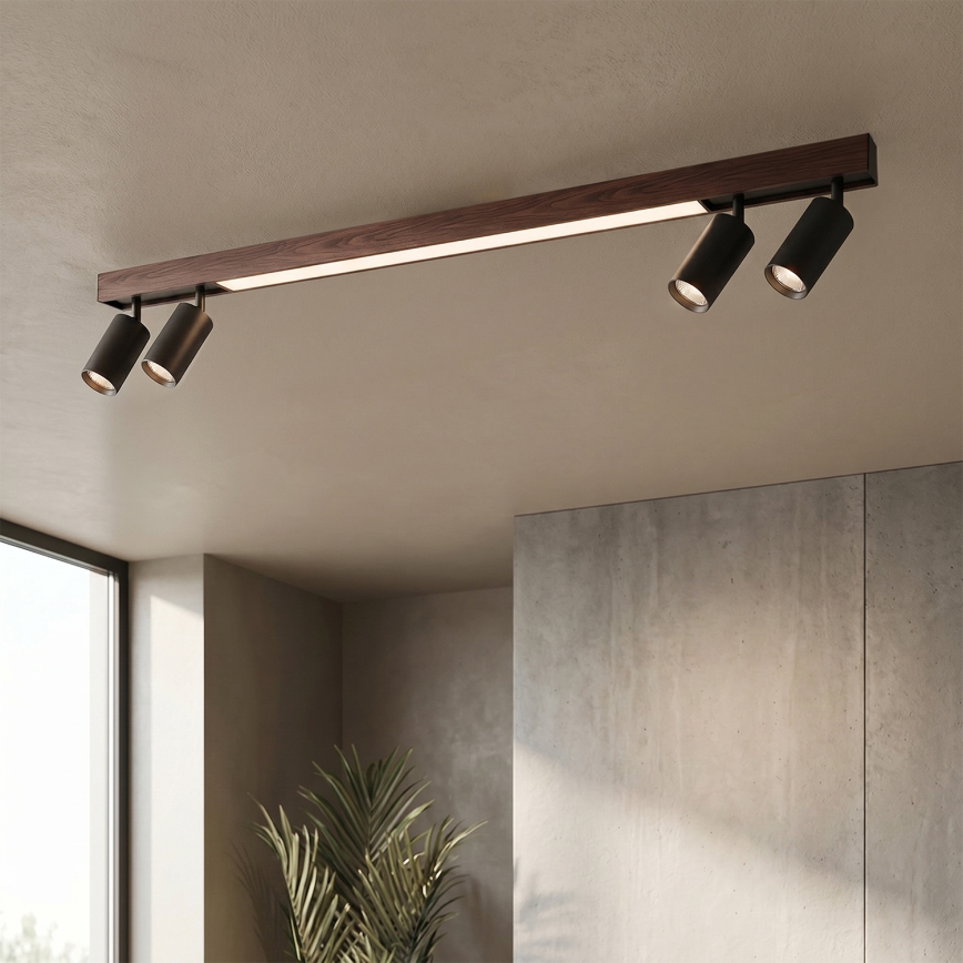 BRILAGI - LED Taškinis šviestuvas SELE 4xGU10/30W/230V + LED/25W juodas/vyšnių dekoras