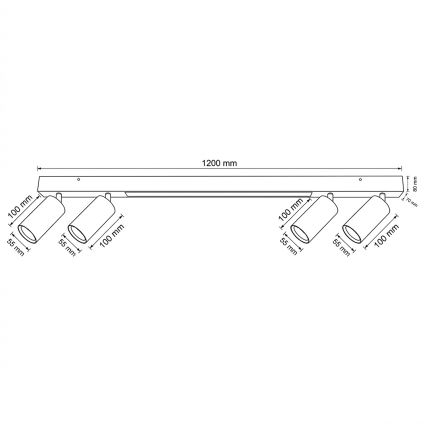 BRILAGI - LED Taškinis šviestuvas SELE 4xGU10/30W/230V + LED/25W juodas/vyšnių dekoras