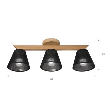 Brilagi - LED  Tvirtinamas sietynas ANTHONY 3xE14/40W/230V ąžuolas/juoda