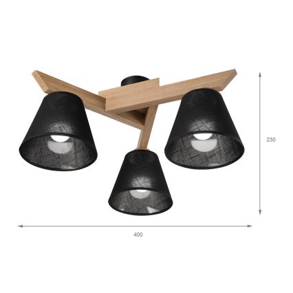 Brilagi - LED  Tvirtinamas sietynas ANTHONY 3xE14/40W/230V ąžuolas/juoda