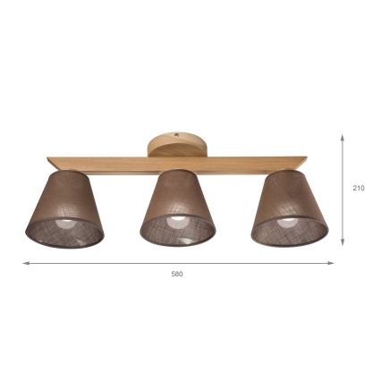Brilagi - LED  Tvirtinamas sietynas ANTHONY 3xE14/40W/230V ąžuolas/ruda
