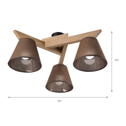 Brilagi - LED  Tvirtinamas sietynas ANTHONY 3xE14/40W/230V ąžuolas/ruda