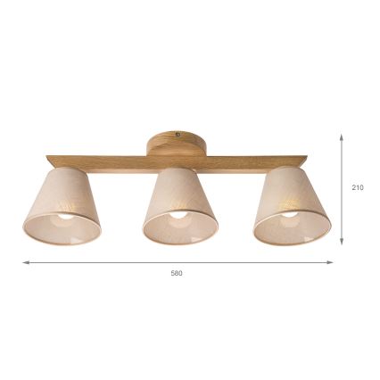 Brilagi - LED  Tvirtinamas sietynas ANTHONY 3xE14/40W/230V ąžuolas/smėlio spalva