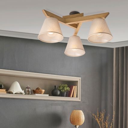 Brilagi - LED  Tvirtinamas sietynas ANTHONY 3xE14/40W/230V ąžuolas/smėlio spalva