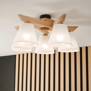 Brilagi - LED  Tvirtinamas sietynas ANTHONY 5xE14/40W/230V ąžuolas/balta
