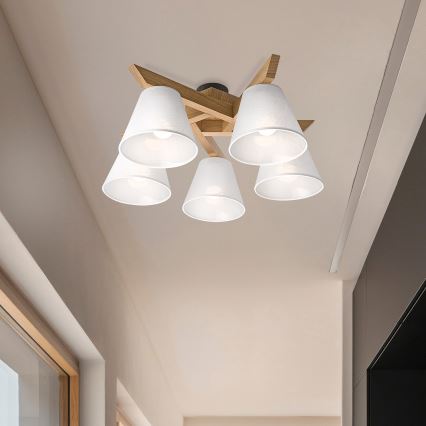 Brilagi - LED  Tvirtinamas sietynas ANTHONY 5xE14/40W/230V ąžuolas/balta