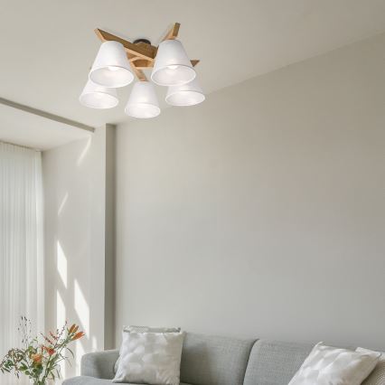 Brilagi - LED  Tvirtinamas sietynas ANTHONY 5xE14/40W/230V ąžuolas/balta