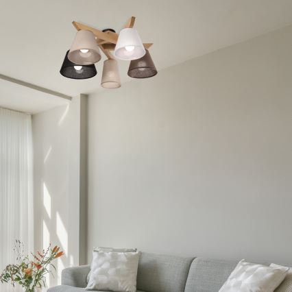 Brilagi - LED  Tvirtinamas sietynas ANTHONY 5xE14/40W/230V ąžuolas