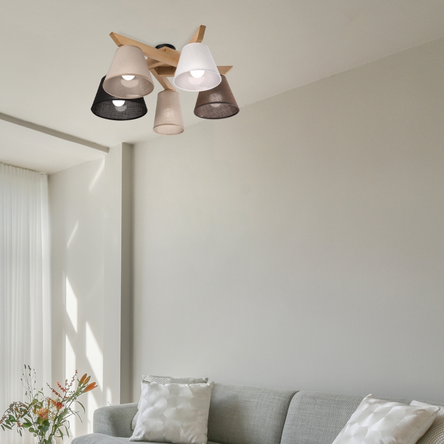 Brilagi - LED  Tvirtinamas sietynas ANTHONY 5xE14/40W/230V ąžuolas