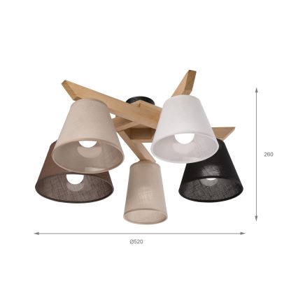 Brilagi - LED  Tvirtinamas sietynas ANTHONY 5xE14/40W/230V ąžuolas