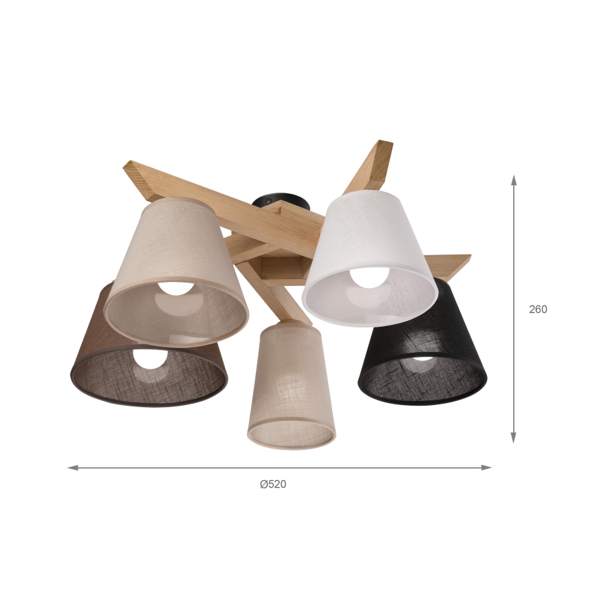 Brilagi - LED  Tvirtinamas sietynas ANTHONY 5xE14/40W/230V ąžuolas
