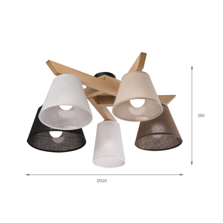 Brilagi - LED  Tvirtinamas sietynas ANTHONY 5xE14/40W/230V ąžuolas