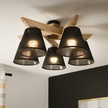 Brilagi - LED  Tvirtinamas sietynas ANTHONY 5xE14/40W/230V ąžuolas/juoda