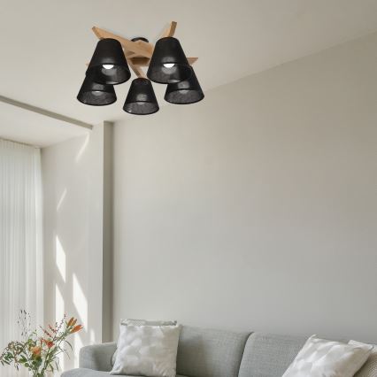 Brilagi - LED  Tvirtinamas sietynas ANTHONY 5xE14/40W/230V ąžuolas/juoda