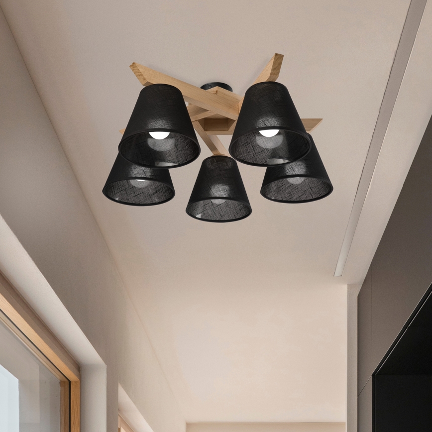 Brilagi - LED  Tvirtinamas sietynas ANTHONY 5xE14/40W/230V ąžuolas/juoda