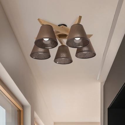 Brilagi - LED  Tvirtinamas sietynas ANTHONY 5xE14/40W/230V ąžuolas/ruda