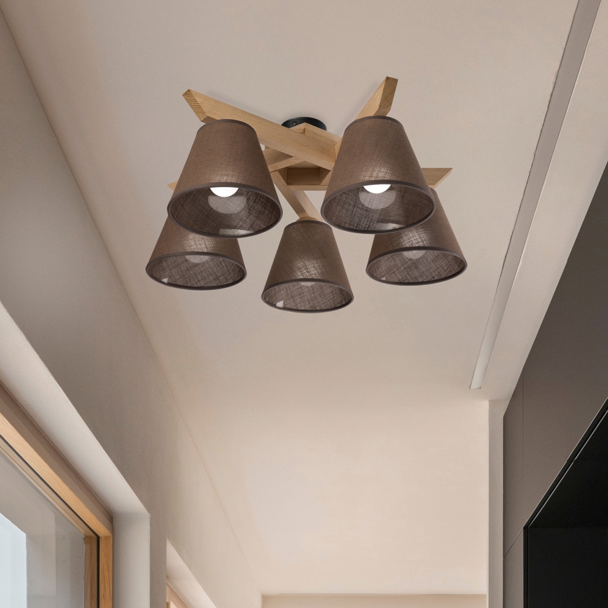 Brilagi - LED  Tvirtinamas sietynas ANTHONY 5xE14/40W/230V ąžuolas/ruda