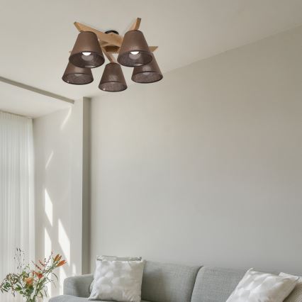 Brilagi - LED  Tvirtinamas sietynas ANTHONY 5xE14/40W/230V ąžuolas/ruda