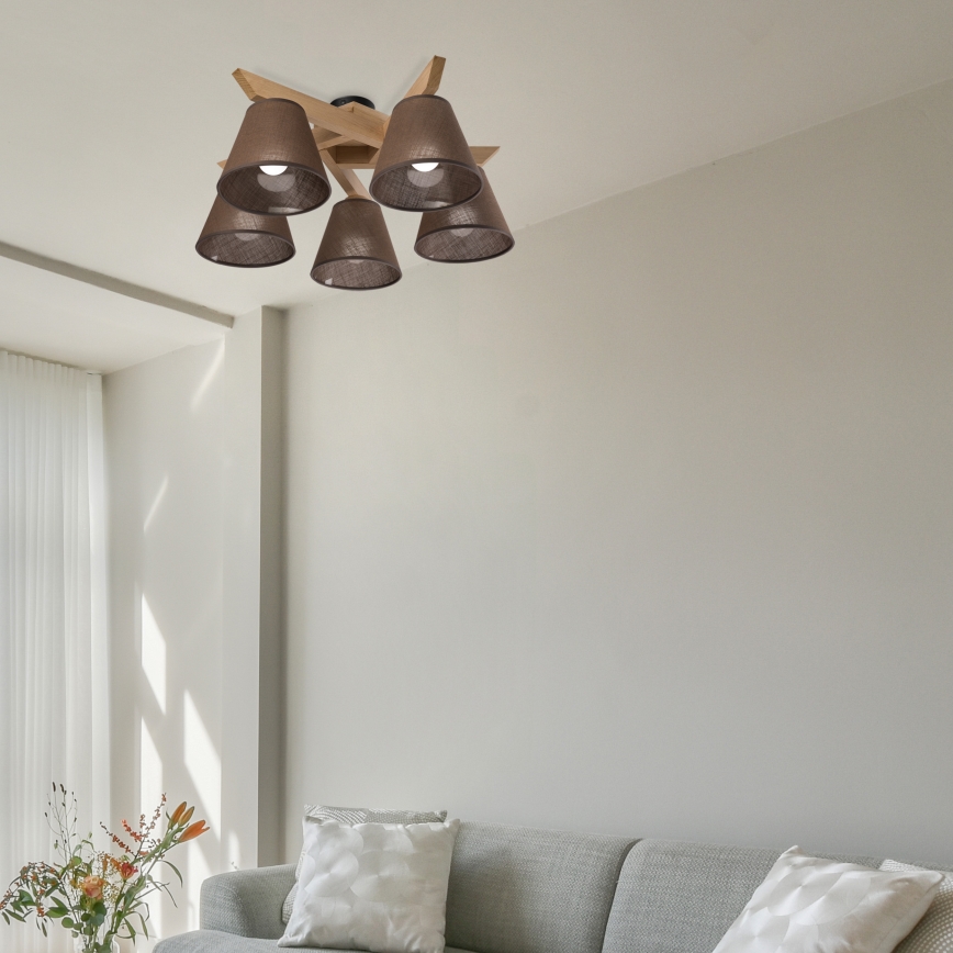 Brilagi - LED  Tvirtinamas sietynas ANTHONY 5xE14/40W/230V ąžuolas/ruda