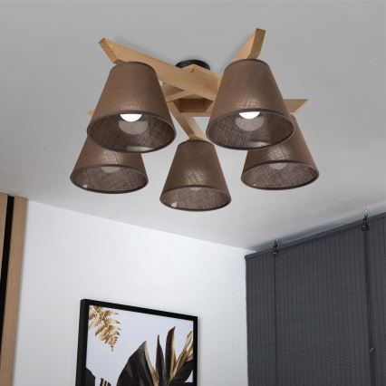 Brilagi - LED  Tvirtinamas sietynas ANTHONY 5xE14/40W/230V ąžuolas/ruda