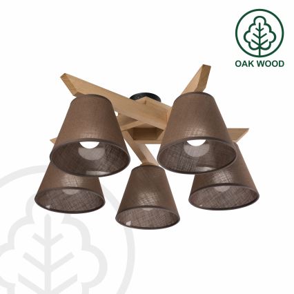 Brilagi - LED  Tvirtinamas sietynas ANTHONY 5xE14/40W/230V ąžuolas/ruda