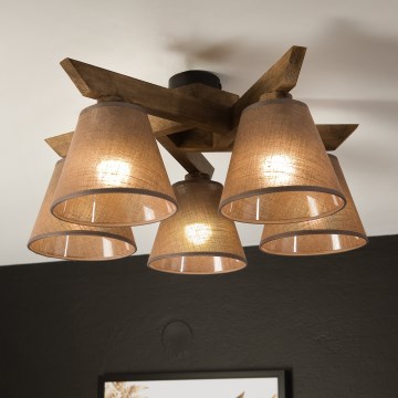 Brilagi - LED  Tvirtinamas sietynas ANTHONY 5xE14/40W/230V ąžuolas/ruda