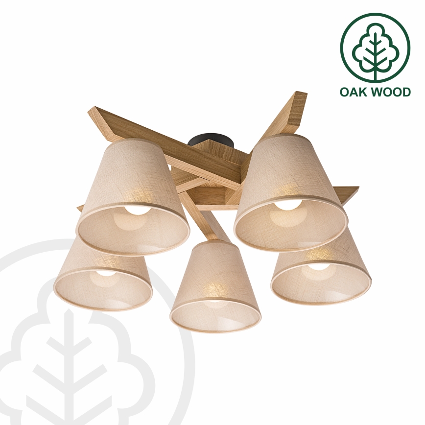 Brilagi - LED  Tvirtinamas sietynas ANTHONY 5xE14/40W/230V ąžuolas/smėlio spalva