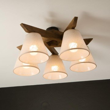 Brilagi - LED  Tvirtinamas sietynas ANTHONY 5xE14/40W/230V ąžuolas/smėlio spalva