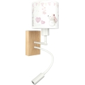 BRILAGI - LED vaikiška lanksčiai reguliuojama sieninė lempa BOBO WOOD 1xE27/25W/230V + LED/3W ąžuolas/balta/kreminė/triušiukai