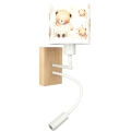 BRILAGI - LED vaikiška lanksčiai reguliuojama sieninė lempa BOBO WOOD 1xE27/25W/230V + LED/3W ąžuolas/balta/meškiukai