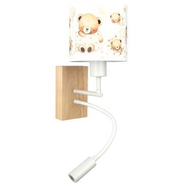 BRILAGI - LED vaikiška lanksčiai reguliuojama sieninė lempa BOBO WOOD 1xE27/25W/230V + LED/3W ąžuolas/balta/meškiukai