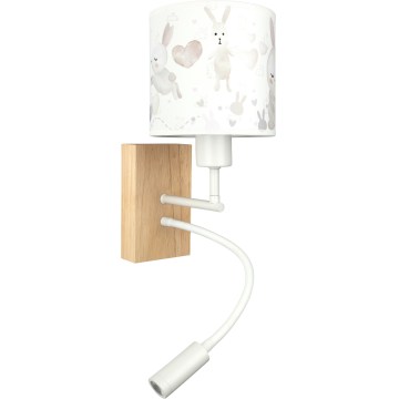 BRILAGI - LED vaikiška lanksčiai reguliuojama sieninė lempa BOBO WOOD 1xE27/25W/230V + LED/3W ąžuolas/balta/triušiukai