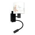 BRILAGI - LED vaikiška lanksčioji sieninė lempa BOBO 1xE27/25W/230V + LED/3W juoda/balta/su gyvūnėlių motyvais