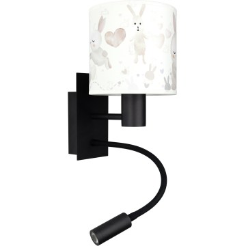 BRILAGI - LED vaikiška lanksčioji sieninė lempa BOBO 1xE27/25W/230V + LED/3W juoda/balta/su zuikučiais