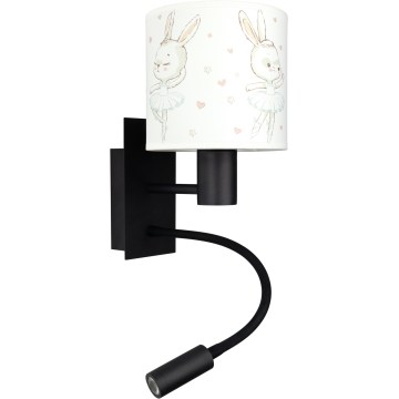 BRILAGI - LED Vaikiška lanksčioji sieninė lempa BOBO 1xE27/25W/230V + LED/3W juoda/balta/triušiukai