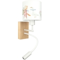 BRILAGI - LED vaikiška lanksčioji sieninė lempa BOBO WOOD 1xE27/25W/230V + LED/3W ąžuolas/balta/gyvūnėliai