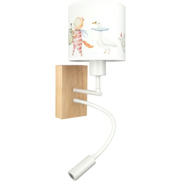 BRILAGI - LED vaikiška lanksčioji sieninė lempa BOBO WOOD 1xE27/25W/230V + LED/3W ąžuolas/balta/gyvūnėliai