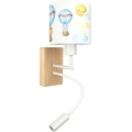 BRILAGI - LED Vaikiška lanksčioji sieninė lempa BOBO WOOD 1xE27/25W/230V + LED/3W ąžuolas/balta/gyvūnėliai