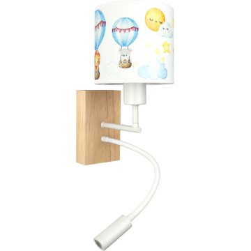 BRILAGI - LED Vaikiška lanksčioji sieninė lempa BOBO WOOD 1xE27/25W/230V + LED/3W ąžuolas/balta/gyvūnėliai