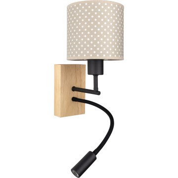 BRILAGI - LED vaikiška lanksčioji sieninė lempa BOBO WOOD 1xE27/25W/230V + LED/3W ąžuolas/juoda/kreminė/taškuotas raštas