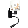 BRILAGI - LED vaikiška lanksti sieninė lempa BOBO 1xE27/25W/230V + LED/3W juoda/balta/gyvūnėliai
