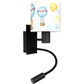 BRILAGI - LED vaikiška lanksti sieninė lempa BOBO 1xE27/25W/230V + LED/3W juoda/balta/gyvūnėliai
