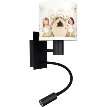 BRILAGI - LED Vaikiška lanksti sieninė lempa BOBO 1xE27/25W/230V + LED/3W juoda/balta/rožinė/fėjos