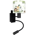 BRILAGI - LED vaikiška lanksti sieninė lempa BOBO 1xE27/25W/230V + LED/3W juoda/balta/žalia/džiunglės